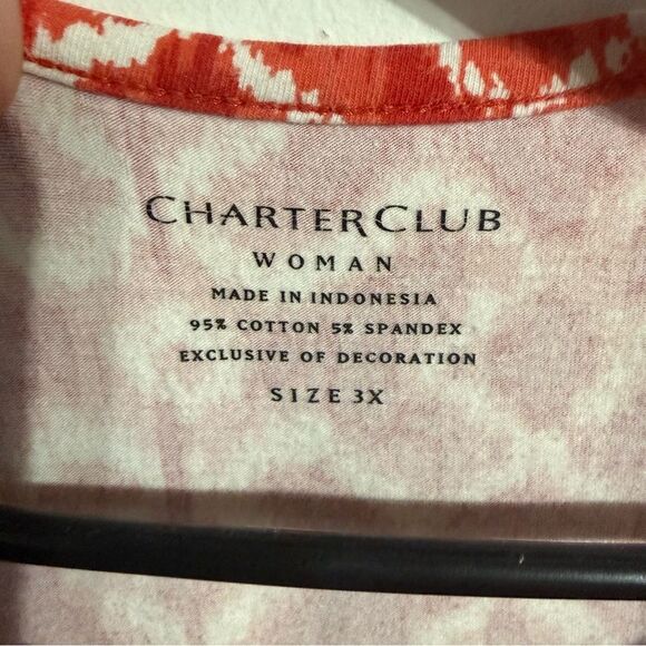 Charter Club Red and White Geometric Blouse - Picture 2 of 4